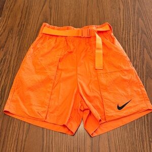 Nike Bright Orange Performance Shorts with Integrated Belt